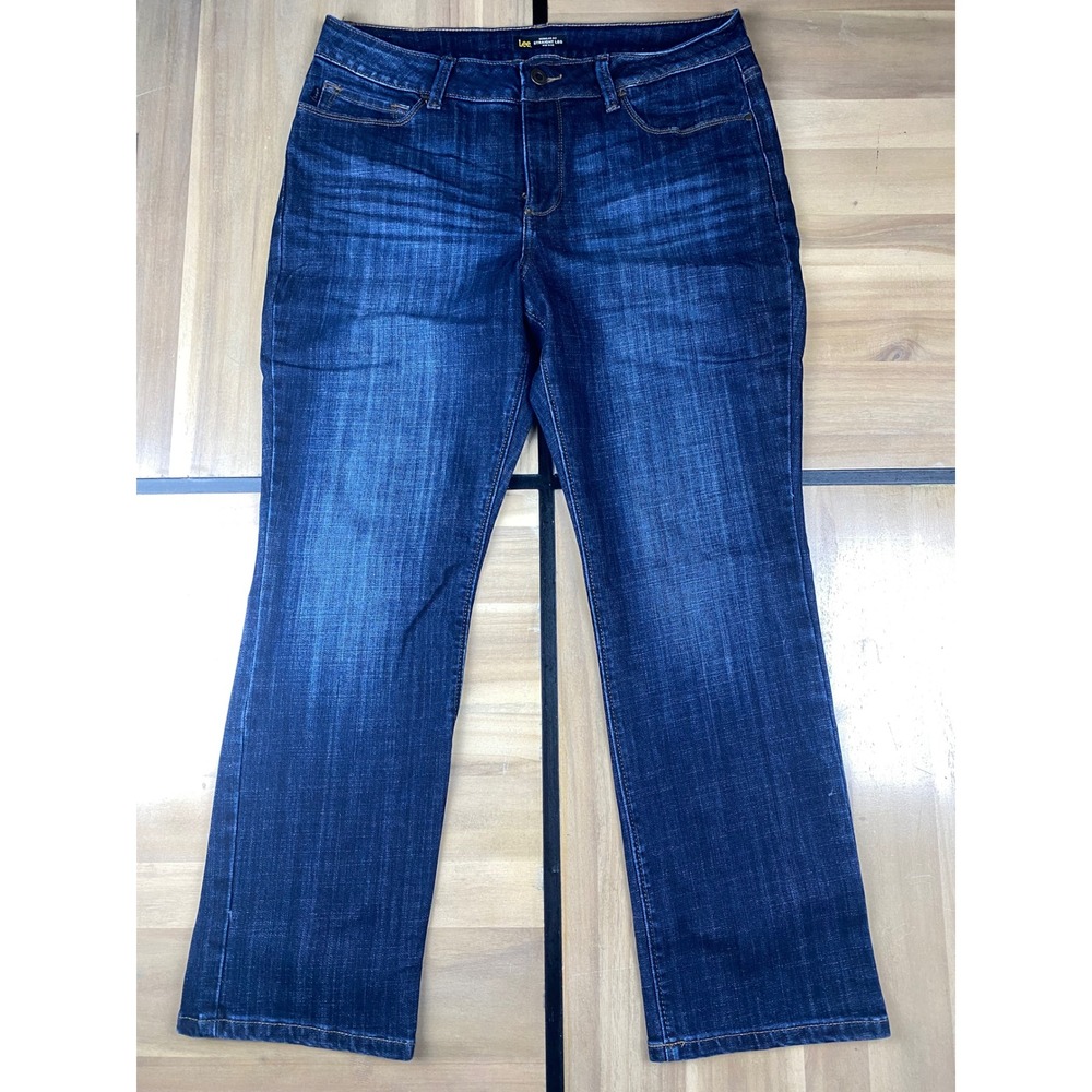 Lee Regular Fit Straight Leg Secretly Shapes‎ Jeans Dark Wash Size 14